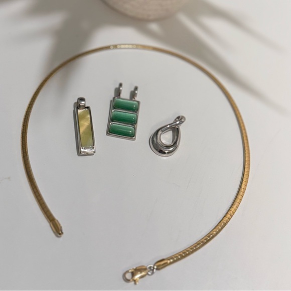 Lia Sophia Reversible Silver/Gold Tone Necklace with Pendants - Picture 3 of 4